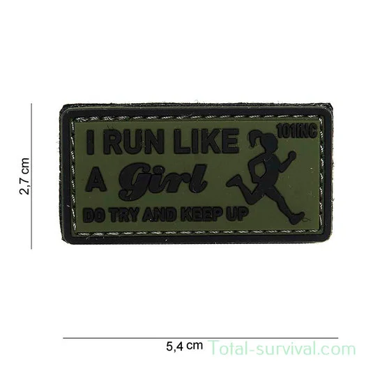 101 INC 3D PVC patch » I run like A Girl » Green
