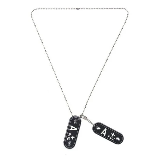 101 INC Dog tags PVC Groupe sanguin A+ positif