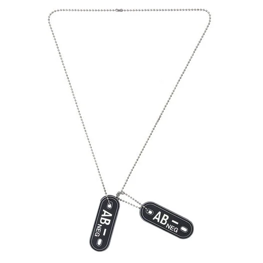 101 INC Dog tags PVC Groupe sanguin AB- Négatif