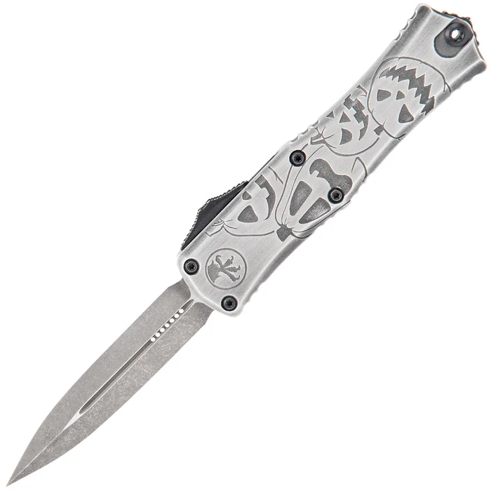 1702M-1BMHWJLS – Microtech Hera II Mini D/E Brushed Metal Jack-o&rsquo; Lantern