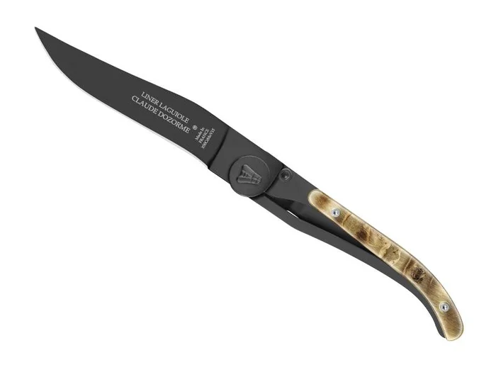 4913.BN – DOZORME LAGUIOLE LINER LOCK CORNE BELIER/NOIR 11CM INOX