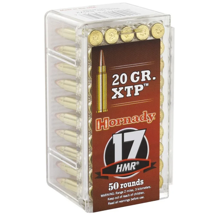 773621 – BOITE DE 50 CARTOUCHES HORNADY 17HMR 20 GR XTP 83172