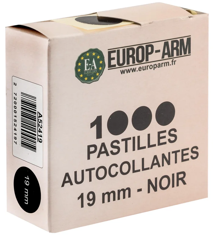 A52419 – Pastilles autocollantes noires diam. 15 ou 19 mm Diam.19 mm