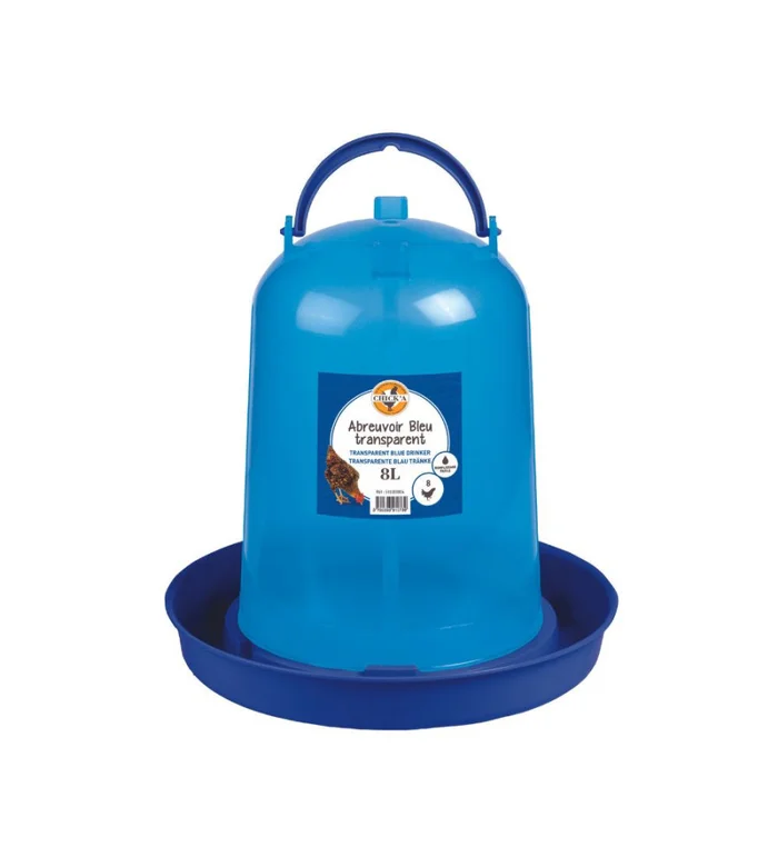 Abreuvoir bleu transparent 8L