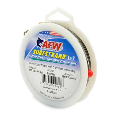 AFW – Câble de treuil Surfstrand 1×7 en acier inoxydable, assemblage complet – Brillant