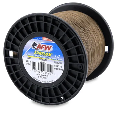 AFW – Fil de tête en acier inoxydable recouvert de nylon Surflon 1×7 – Camo – 5000 pieds