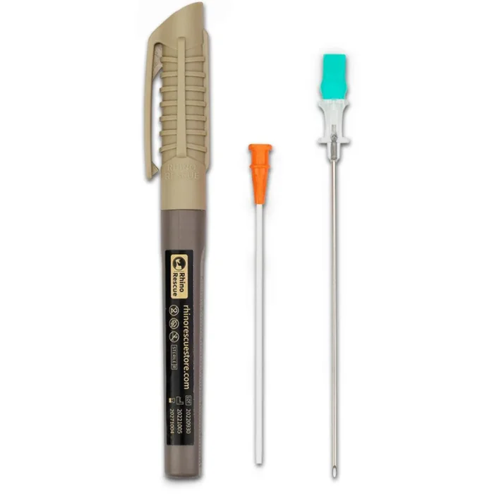 Aiguille d&rsquo;exsufflation pneumothorax Rhino Rescue 14 Ga avec cathéter