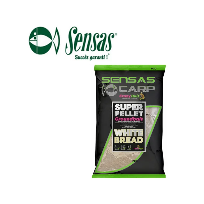 AMORCE SENSAS CRAZY BAIT SUPER PELLET GROUNDBAIT WHITE BREAD 1KG