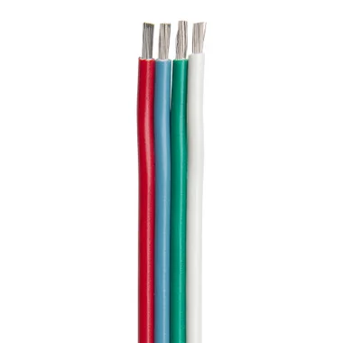 Ancor Flat Ribbon Bonded RGB Cable 16/4 AWG – Rouge, bleu clair, vert et blanc – 100′