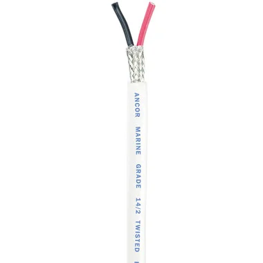 Ancor Twisted Pair w/Shield – 14/2 AWG – Round – Rouge/Noir – 100′