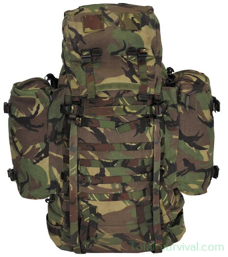 ARWY Alpine Saracen sac à dos de campagne 120L avec sacoches latérales et supports Daypack, Woodland DPM