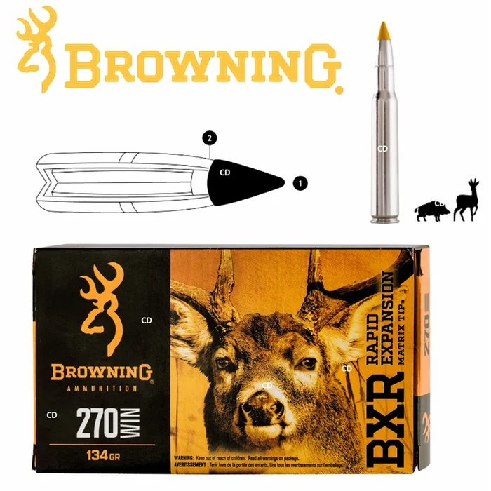 Balles Browning Bxr 270 Win 134 Grains Par 20
