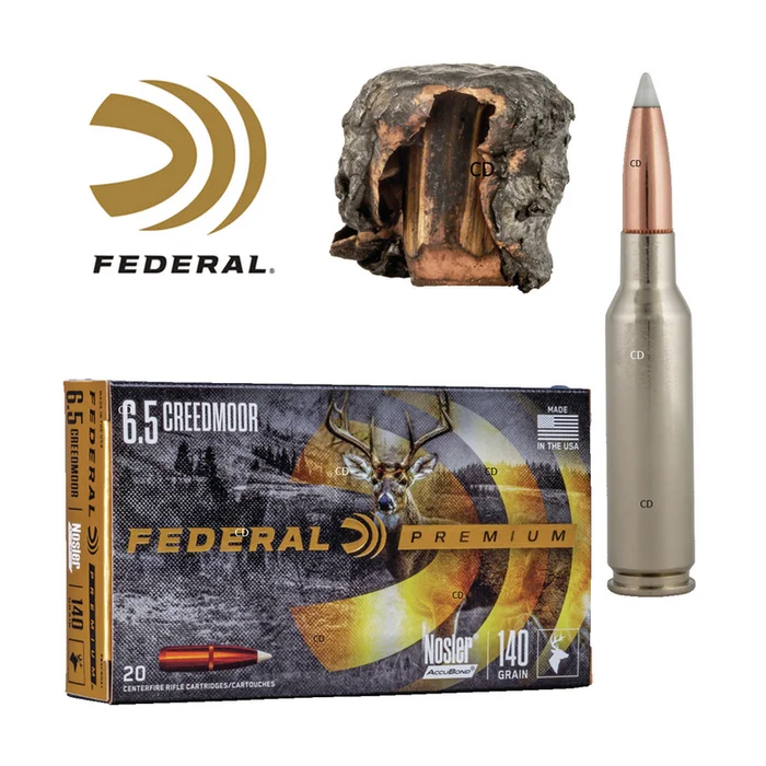 BALLES FEDERAL NOSLER ACCUBOND VITAL SHOK 6.5 Creedmoor 140 Grains PAR 20