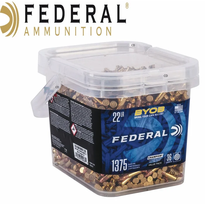 Balles Fédéral Rimfire Bucket Copper Plated HP 22LR 36 Grains Par 1375