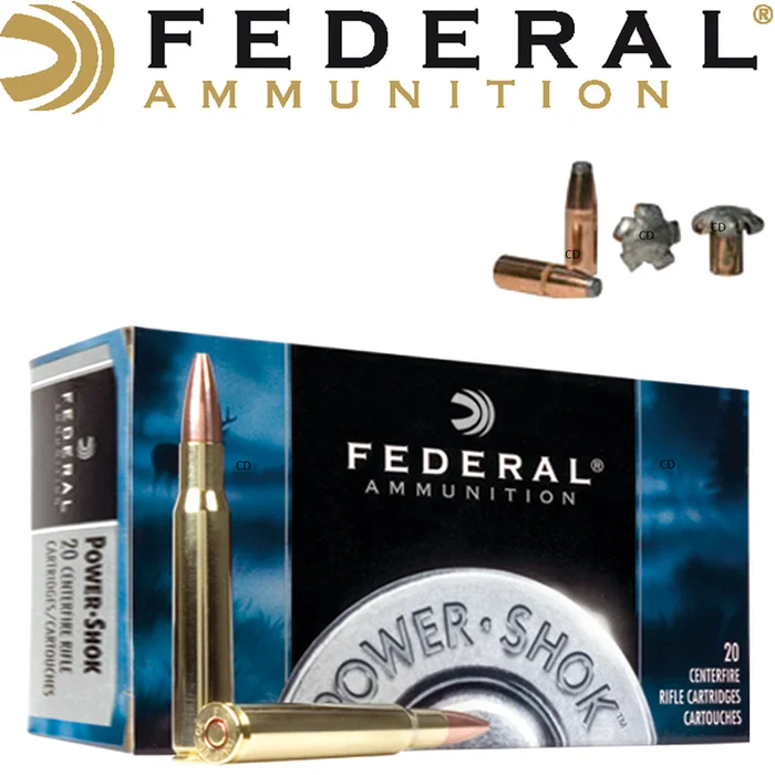 BALLES FEDERAL SOFT POINT POWER SHOK 22-250 REM 55 Grains PAR 20