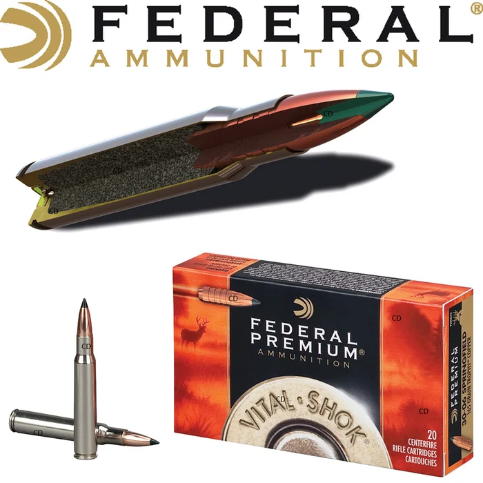 BALLES FEDERAL TROPHY COPPER VITAL SHOK 338 WIN MAG 225 Grains PAR 20
