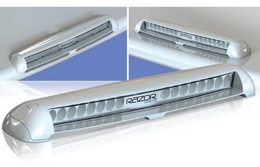 Barre Lumitec Razor Spot Light à montage encastré, LED blanches, boîtier blanc 12/24 V