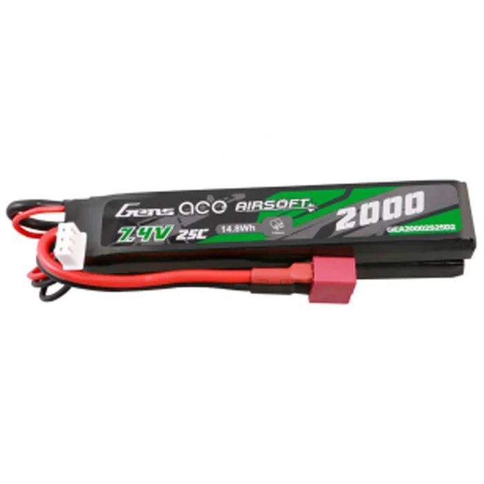 Batterie LiPo Genspow 7,4V 2000mAh 25C T-Dean – Haute Capacité – Puissance Stable pour Equipements Outdoor