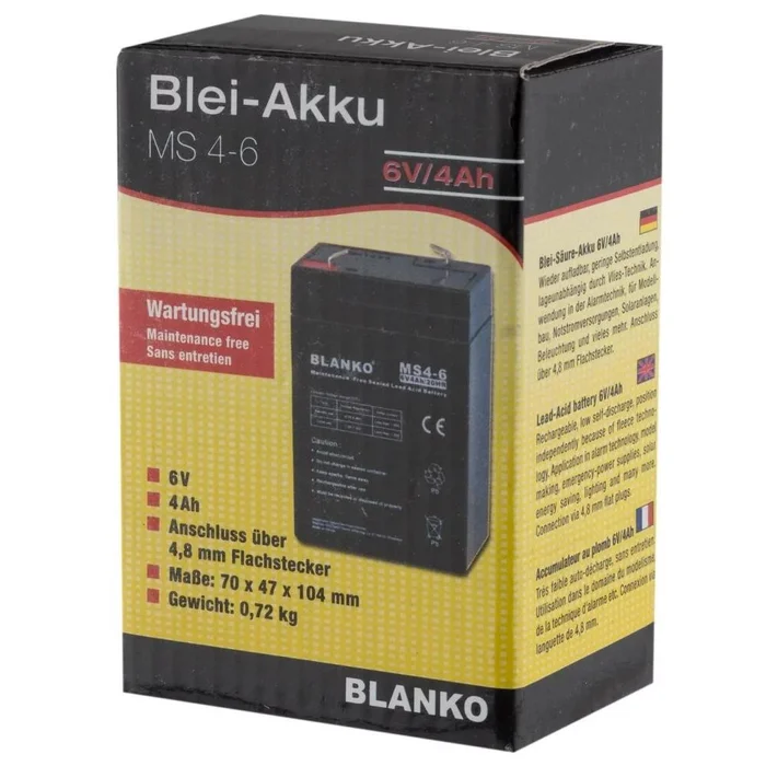 Batterie Rechargeable 6 Volts MS4-6 – Haute Capacité – Longue Durée – Pour Equipements Outdoor