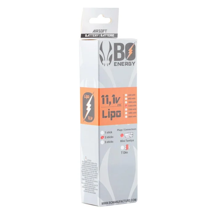 Batteries Lipo 3S 11.1V 1300mAh 25C Bo Manufacture – 2 Sticks Mini Tamiya – Puissance et Autonomie Fiables