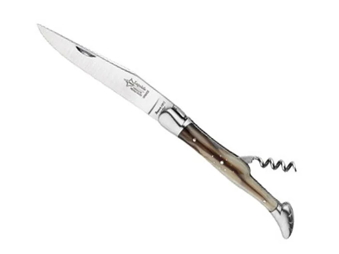 BEL 62912 LAGUIOLE G.DAVID 2P FACON CORNE BLONDE MITRES INOX MAT 12CM