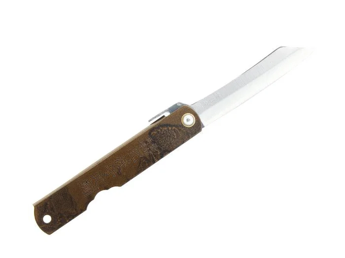 BEL2672 COUTEAU HIGONOKAMI LAITON BRUN 10CM CARBONE