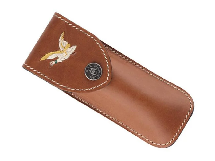 BEL45812 ETUI MAX CAPDEBARTHES RANDONNEUR CUIR FAUVE 12CM CANARD