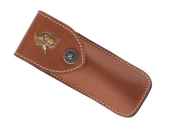 BEL46812 ETUI MAX CAPDEBARTHES RANDONNEUR CUIR FAUVE 12CM BECASSE