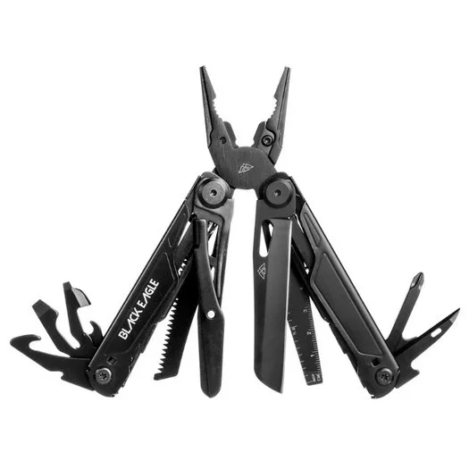 Black Eagle outil multifonction Yukon, acier inoxydable, Midnight Black