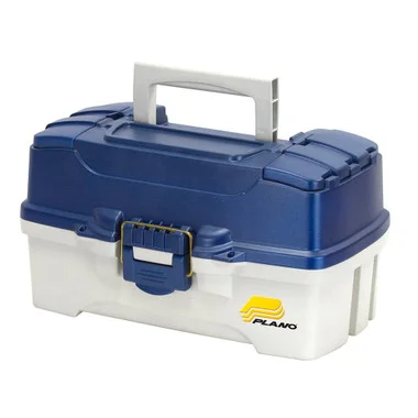 Boîte à pêche Plano à 2 plateaux avec double accès par le haut – Bleu métallisé/blanc cassé – 66567