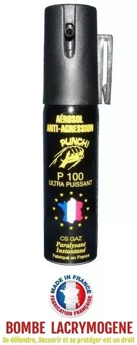 Bombe lacrymogène 25ml GAZ – aérosol spray lacrymo