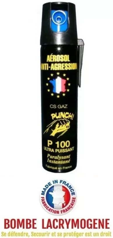 Bombe lacrymogène 75ml GAZ CS – aérosol spray lacrymo