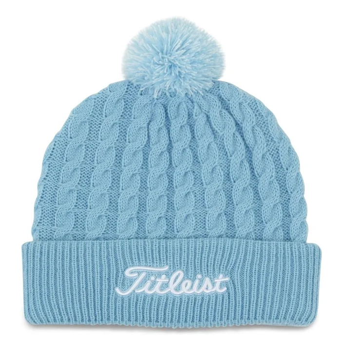Bonnet Titleist Cable Knit Pom Pom Sky White