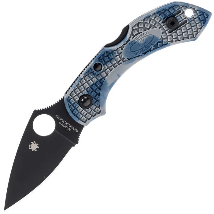 C28ZFGYBLBK2 – Spyderco Dragonfly 2 Gray-Blue Zome Black Blade Super Blue Sprint run