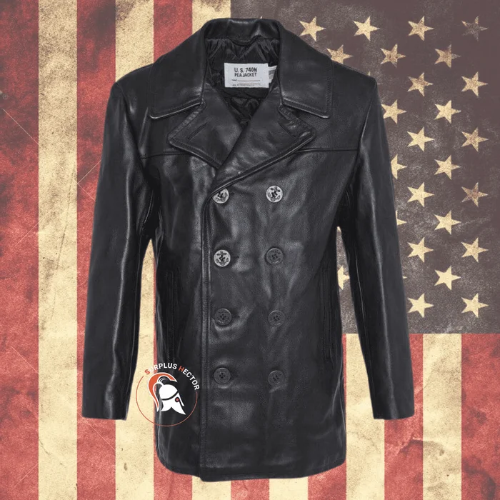 Caban Pea Coat « 140 » cuir SCHOTT MADE IN USA
