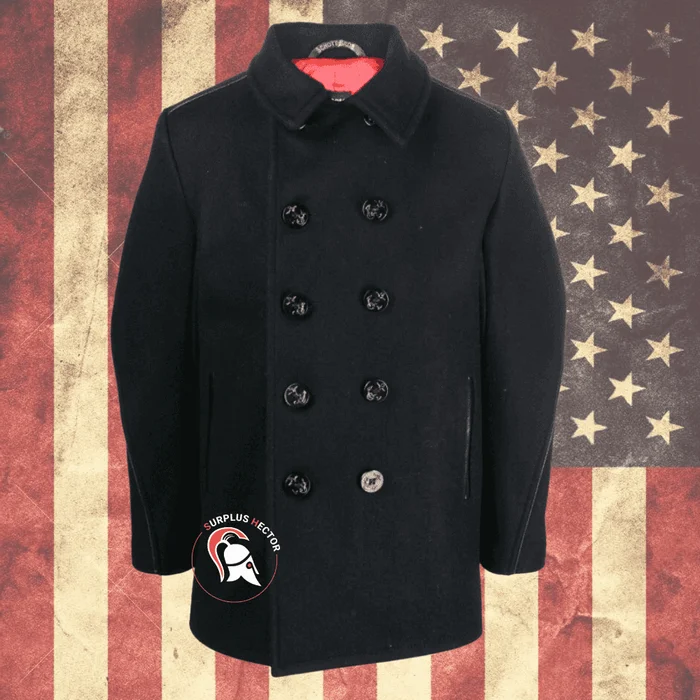 Caban Pea Coat Laine Couleur Marine / Navy Schott 740 C