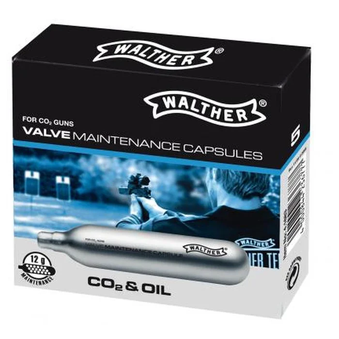 Capsules de Nettoyage CO2 Walther 12 g – Lot de 5 – Puissance Constante – Pour Armes à Air Comprimé