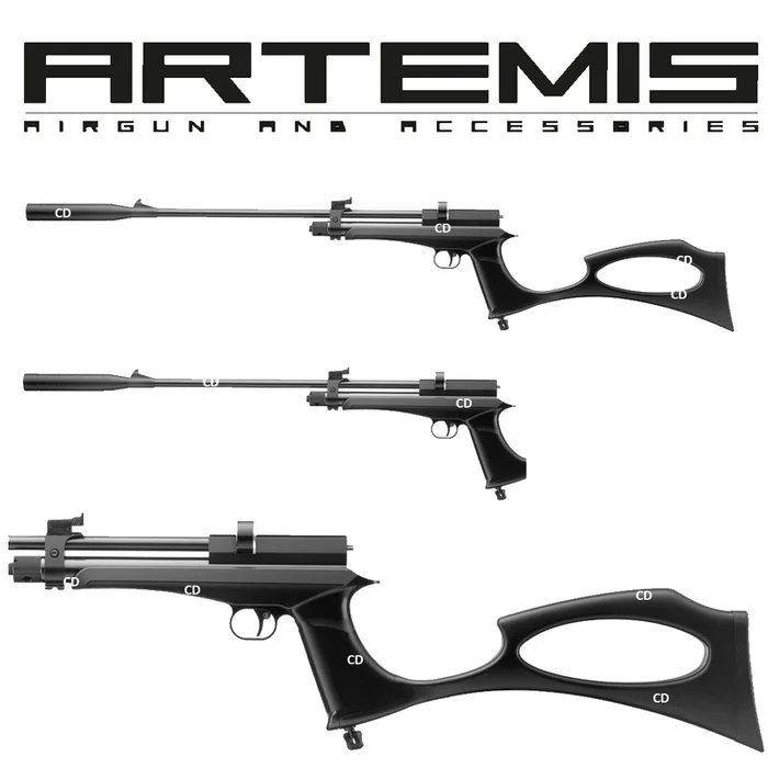 CARABINE /PISTOLET ARTEMIS CP2 BLACK 4.5MM AVEC SILENCIEUX ET CROSSE AMOVIBLE