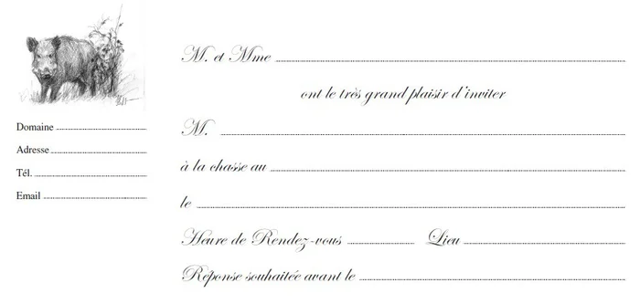 Carton d’invitation grand gibier