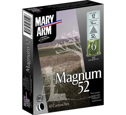 Cartouche Magnum 52bourre grasse cal 12 Mary Arm