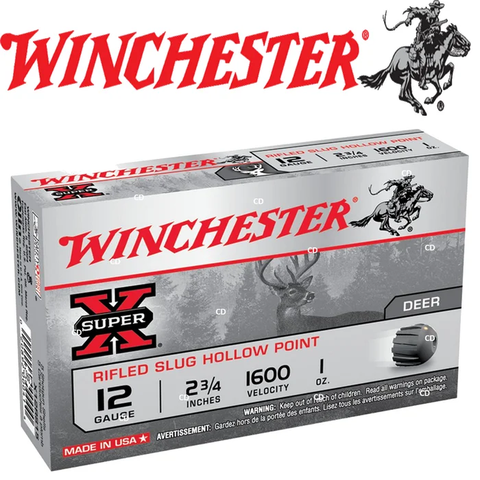 Cartouches A Balles Winchester Slug Super X Rifled HP 12 /70 28g Par 5