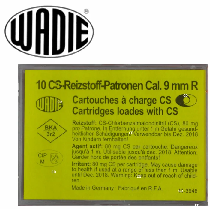Cartouches Wadie 9mm /380 CS A Gaz RK Par 10