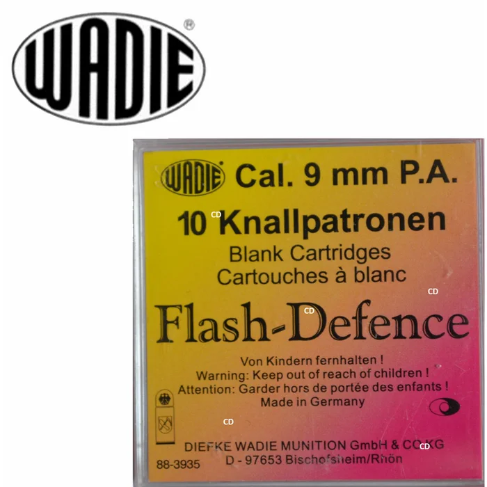Cartouches Wadie 9mm PA Flash Défense A Blanc Par 10