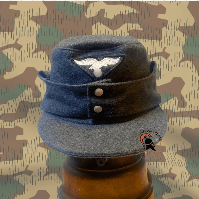 Casquette Allemande M43 Luftwaffe Laine Greyblue « 2 bouton » – WW2