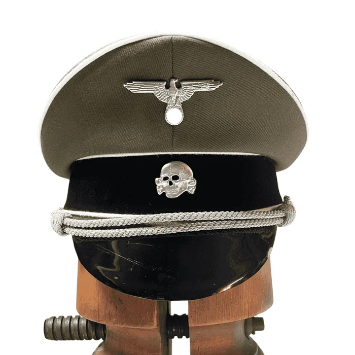 Casquette Officier Allemand Waffen SS WW2 – Visor Cap Feldgrau Tissu Gabardine