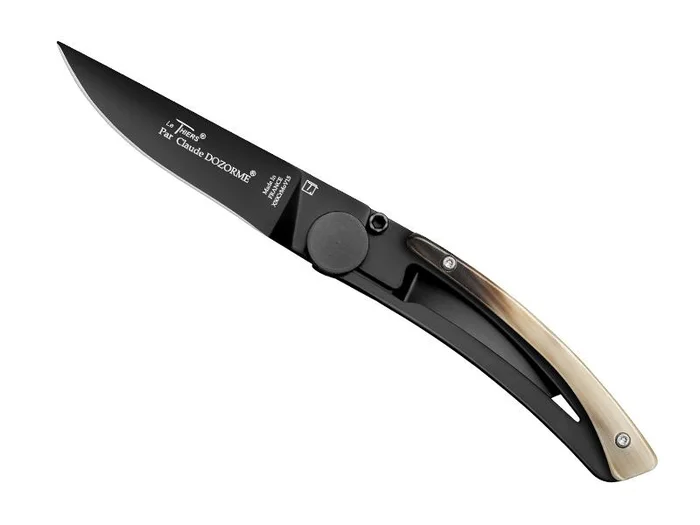 CD4941.CC LE THIERS DOZORME LINER LOCK CORNE CLAIRE 10,5CM NOIR INOX