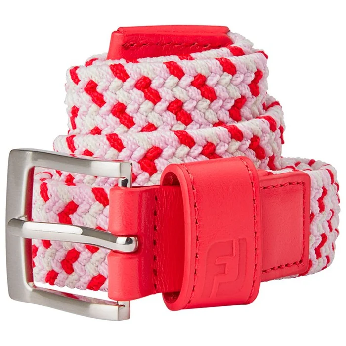 Ceinture Footjoy Women Braided Belt Red White Pink