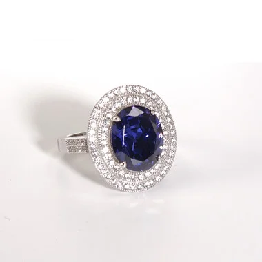 Charles Winston, bague en argent sterling, tanzanite et zircone cubique blanche