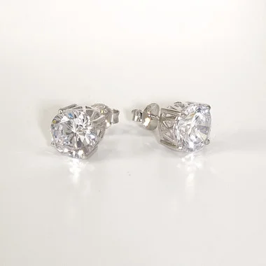 Charles Winston, S Argent, Boucles d’oreilles à tige ronde 9 mm en zircone cubique