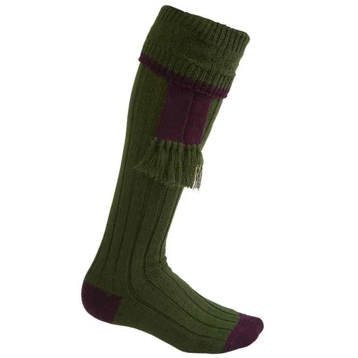 Chaussettes bi-colores Vertes, bord Violet